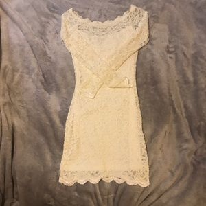 White lace detail dress